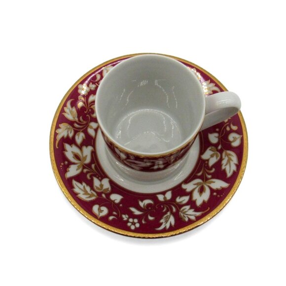 Original Bohemia DEMITASSE Espresso Cup and Saucer FLORAL Gold Accents Vintage - Picture 2 of 11